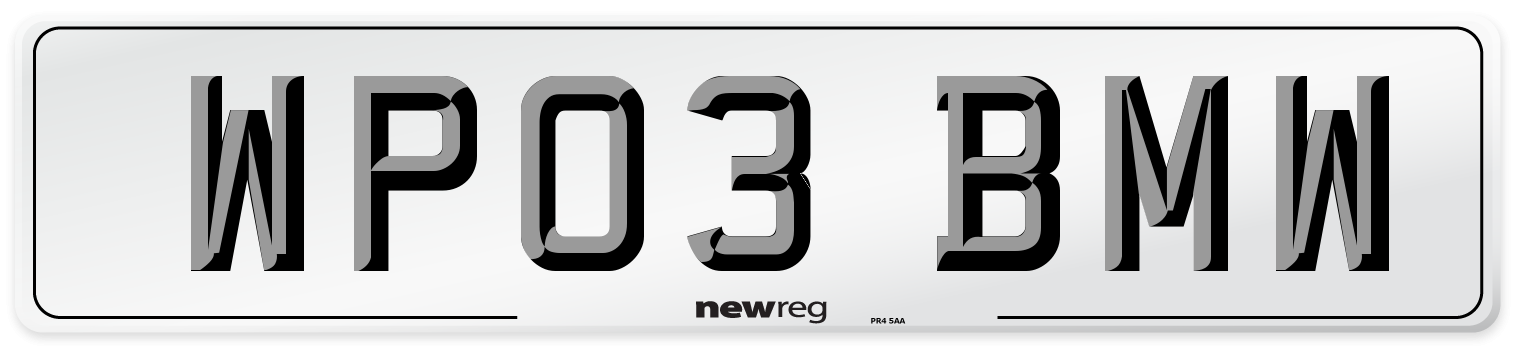 WP03 BMW Number Plate from New Reg